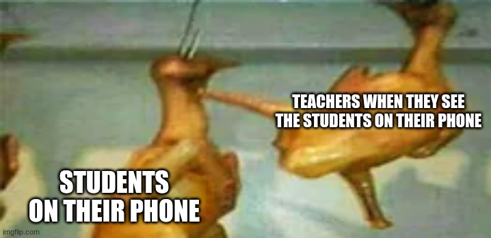 TEACHERS WHEN THEY SEE THE STUDENTS ON THEIR PHONE; STUDENTS ON THEIR PHONE | image tagged in funny because it's true | made w/ Imgflip meme maker