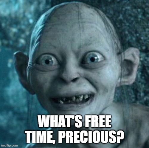 Gollum Free Time | WHAT'S FREE TIME, PRECIOUS? | image tagged in memes,gollum | made w/ Imgflip meme maker