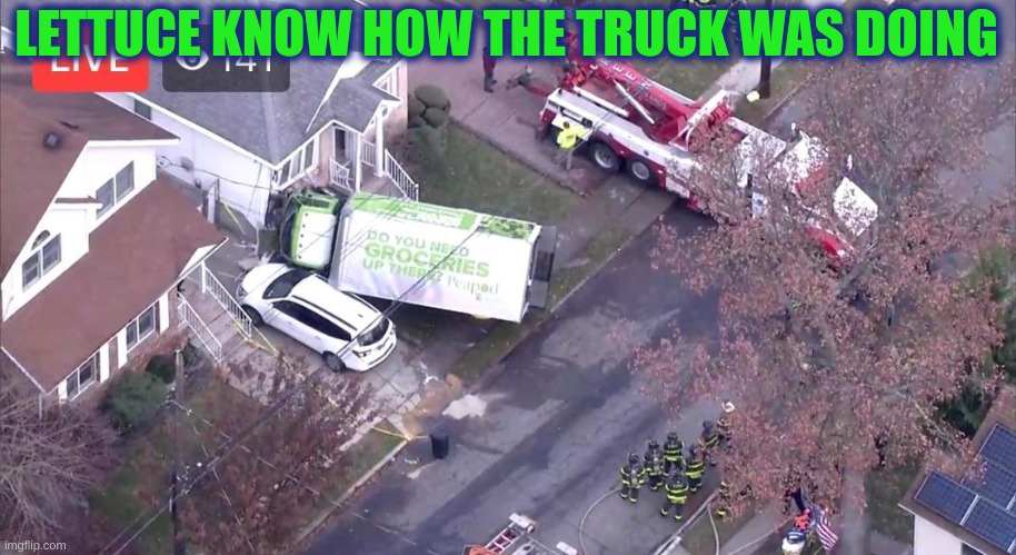 LETTUCE KNOW HOW THE TRUCK WAS DOING | image tagged in memes,funny,eyeroll | made w/ Imgflip meme maker