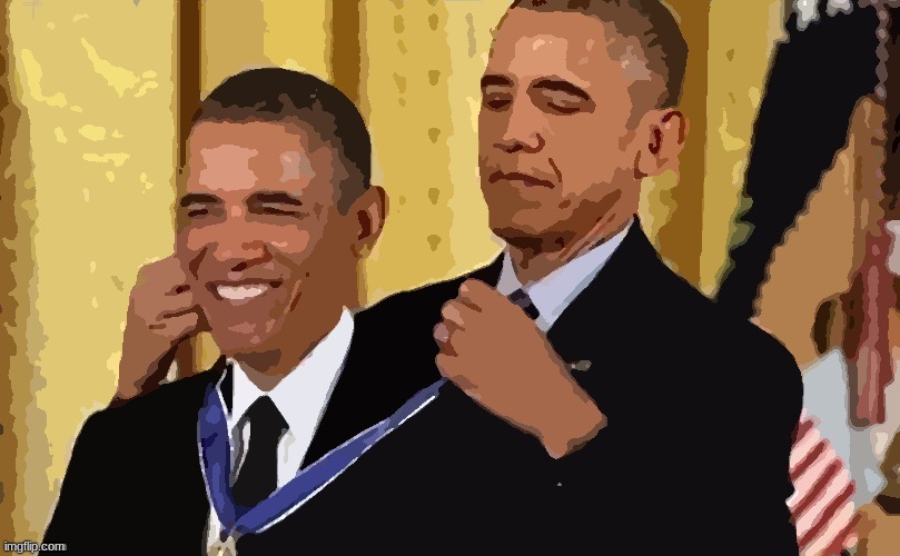 Barack Obama medal posterized | image tagged in barack obama medal posterized | made w/ Imgflip meme maker