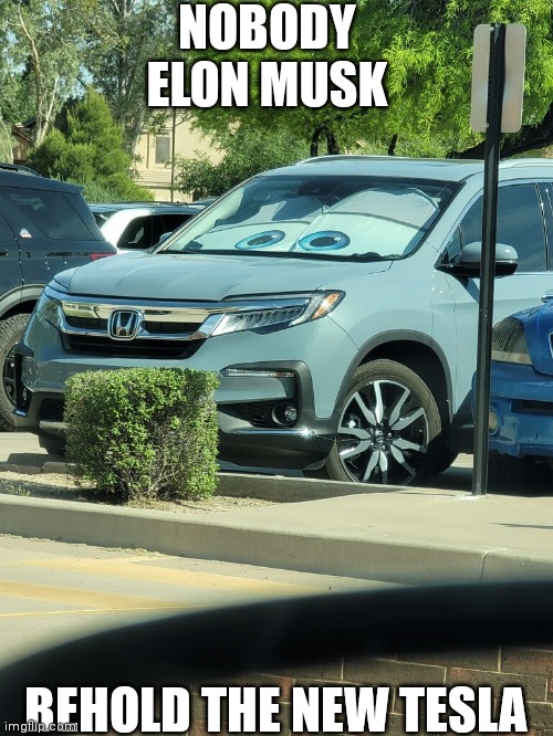 NOBODY

ELON MUSK; BEHOLD THE NEW TESLA | image tagged in elon musk | made w/ Imgflip meme maker