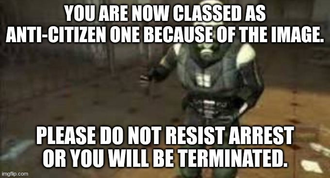 Half-Life 2 Anti-Citizen One | image tagged in half-life 2 anti-citizen one | made w/ Imgflip meme maker