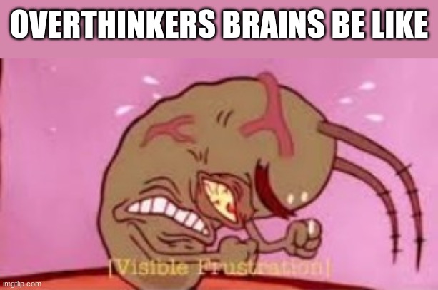 OVERTHINKERS | OVERTHINKERS BRAINS BE LIKE | image tagged in visible frustration | made w/ Imgflip meme maker