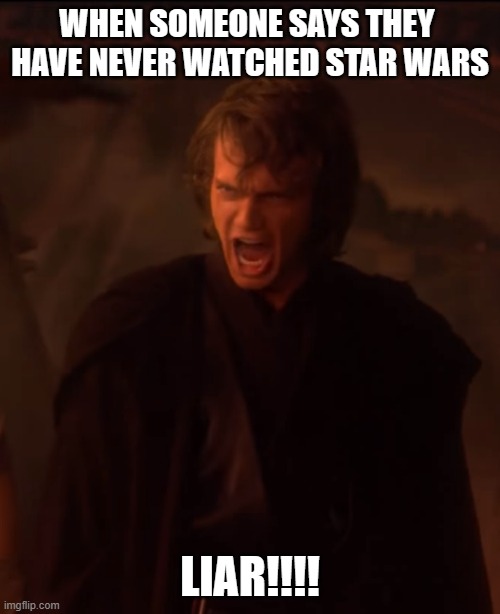 Comment if you know someone who claims this | WHEN SOMEONE SAYS THEY  HAVE NEVER WATCHED STAR WARS; LIAR!!!! | made w/ Imgflip meme maker