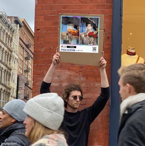 image tagged in man holding up sign,911 9/11 twin towers impact | made w/ Imgflip meme maker