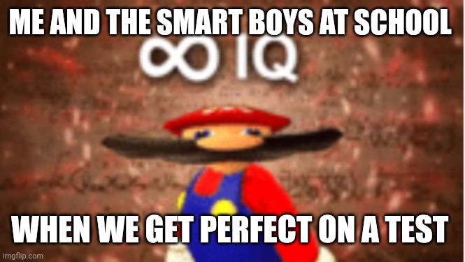 Infinite IQ | ME AND THE SMART BOYS AT SCHOOL WHEN WE GET PERFECT ON A TEST | image tagged in infinite iq | made w/ Imgflip meme maker