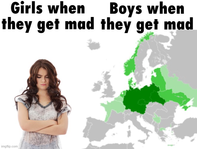 Girls when they get mad; Boys when they get mad | made w/ Imgflip meme maker