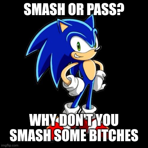 You're Too Slow Sonic Meme | SMASH OR PASS? WHY DON'T YOU SMASH SOME BITCHES | image tagged in memes,you're too slow sonic | made w/ Imgflip meme maker