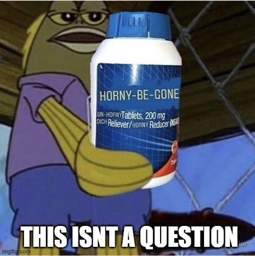 Horny be gone | THIS ISNT A QUESTION | image tagged in horny be gone | made w/ Imgflip meme maker
