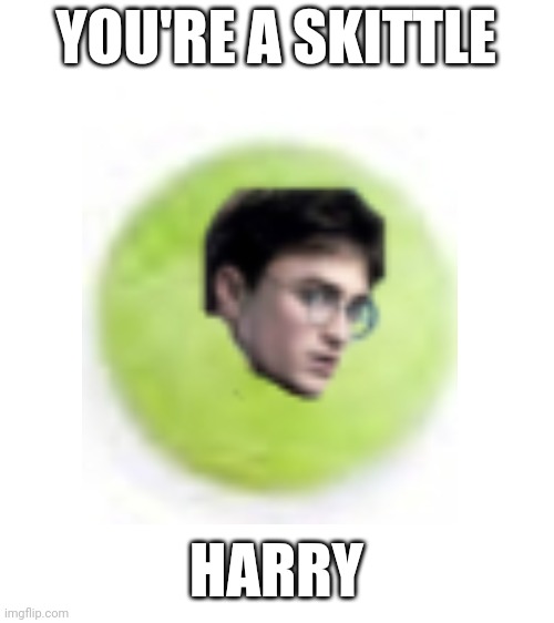 You're an skittle Harry | YOU'RE A SKITTLE; HARRY | image tagged in harry potter,skittles | made w/ Imgflip meme maker