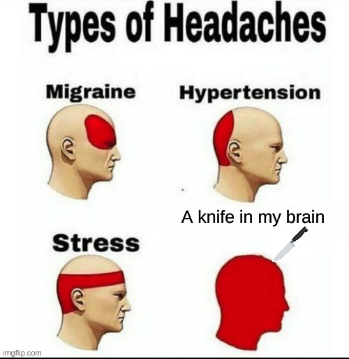 ow | A knife in my brain | image tagged in types of headaches meme,can't argue with that / technically not wrong | made w/ Imgflip meme maker