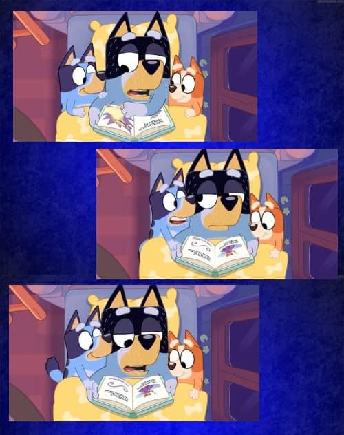 Bluey Bandit Reading Book Blank Meme Template