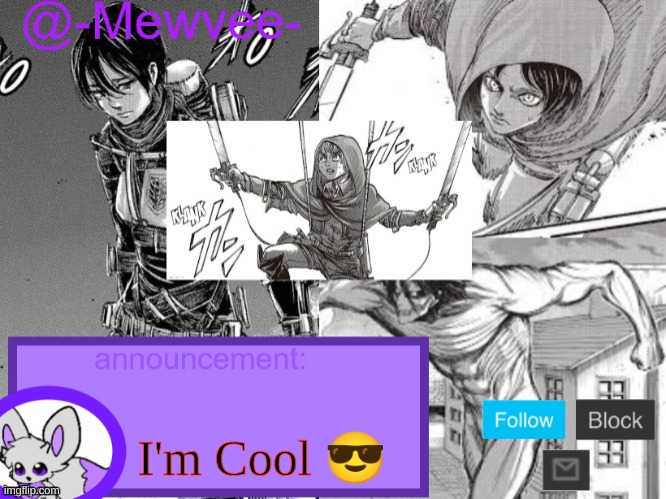 Mewvee temp 5.0 (Thx sylceon!!) | I'm Cool 😎 | image tagged in mewvee temp 5 0 thx sylceon | made w/ Imgflip meme maker
