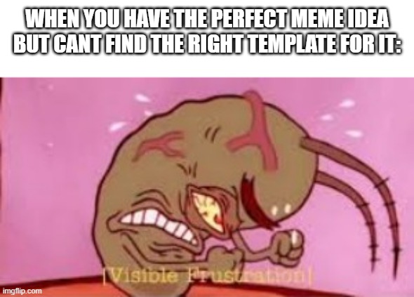 just happened | WHEN YOU HAVE THE PERFECT MEME IDEA BUT CANT FIND THE RIGHT TEMPLATE FOR IT: | image tagged in visible frustration,memes,funny,relatable,funny memes | made w/ Imgflip meme maker