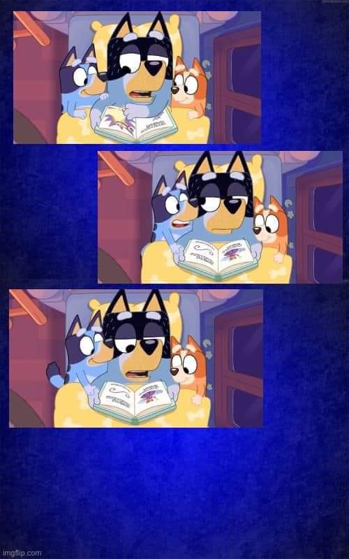Bluey bandit reading Blank Meme Template