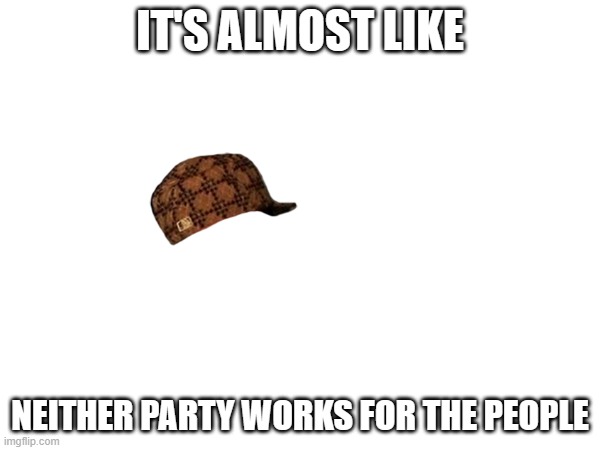 No more parties | IT'S ALMOST LIKE; NEITHER PARTY WORKS FOR THE PEOPLE | image tagged in democratic party,republican party | made w/ Imgflip meme maker