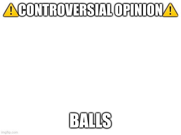 Balls | ⚠️CONTROVERSIAL OPINION⚠️; BALLS | image tagged in balls | made w/ Imgflip meme maker