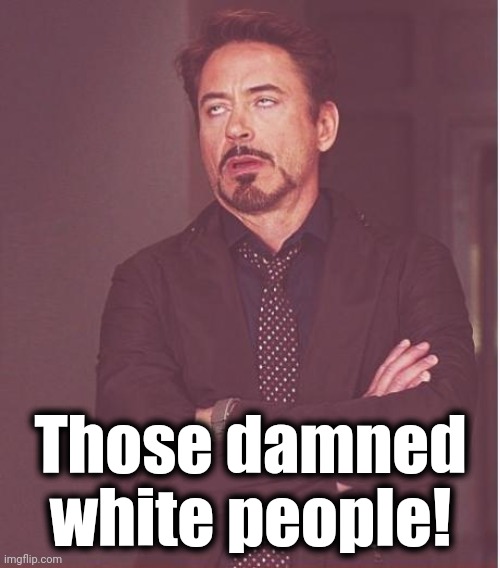 Face You Make Robert Downey Jr Meme | Those damned white people! | image tagged in memes,face you make robert downey jr | made w/ Imgflip meme maker