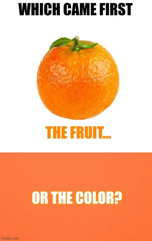 WHICH CAME FIRST THE FRUIT OR THE COLOR? | made w/ Imgflip meme maker