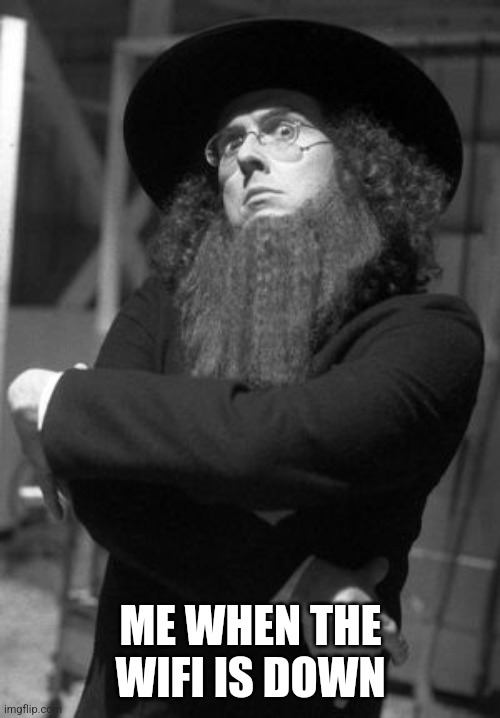 Weird Al Amish | ME WHEN THE WIFI IS DOWN | image tagged in weird al amish | made w/ Imgflip meme maker