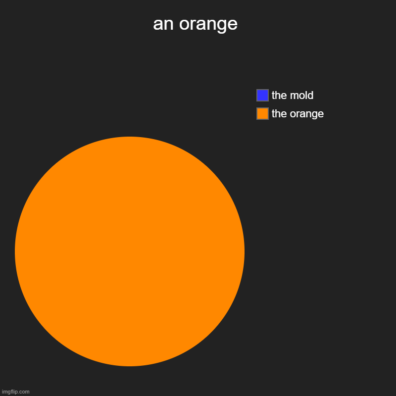 an orange | the orange, the mold | image tagged in charts,pie charts | made w/ Imgflip chart maker