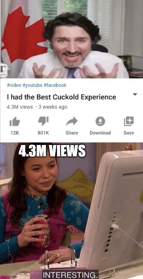 interesting | 4.3M VIEWS | image tagged in icarly interesting | made w/ Imgflip meme maker