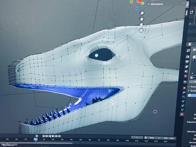 Using this to test how I want to make the mouths for my idiotic models | image tagged in dragon,blender,he kinda look,like sans | made w/ Imgflip meme maker