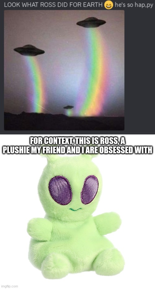 FOR CONTEXT, THIS IS ROSS, A PLUSHIE MY FRIEND AND I ARE OBSESSED WITH | made w/ Imgflip meme maker