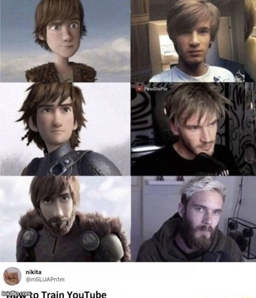 image tagged in pewdiepie,how to train your dragon | made w/ Imgflip meme maker