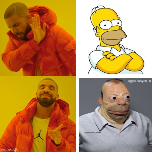 Homer da homie | image tagged in memes,drake hotline bling | made w/ Imgflip meme maker