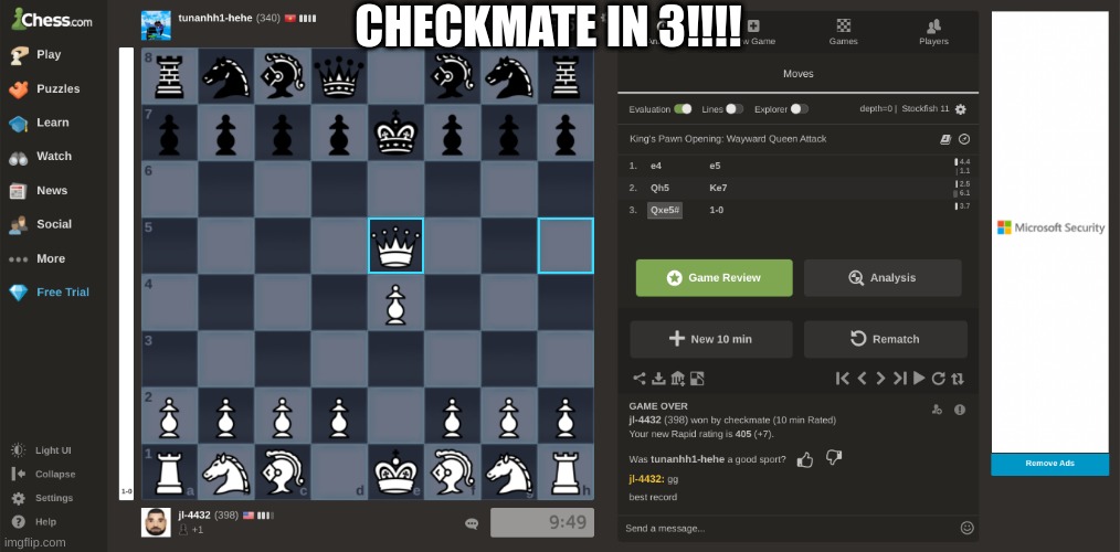 YESSSSSSs | CHECKMATE IN 3!!!! | image tagged in yeahhh | made w/ Imgflip meme maker