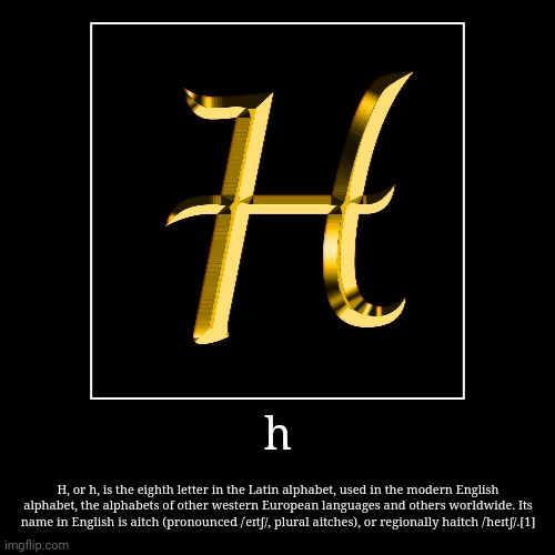 h | h | H, or h, is the eighth letter in the Latin alphabet, used in the modern English alphabet, the alphabets of other western European langua | image tagged in funny,demotivationals | made w/ Imgflip demotivational maker