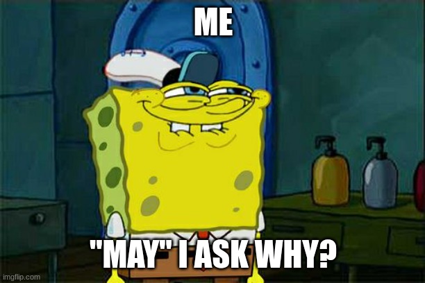 Don't You Squidward Meme | ME "MAY" I ASK WHY? | image tagged in memes,don't you squidward | made w/ Imgflip meme maker