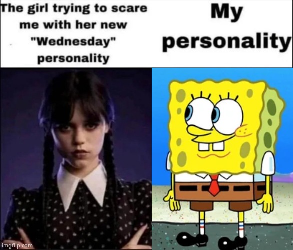 Spongbeeb | image tagged in the girl trying to scare me with her new wednesday personality | made w/ Imgflip meme maker