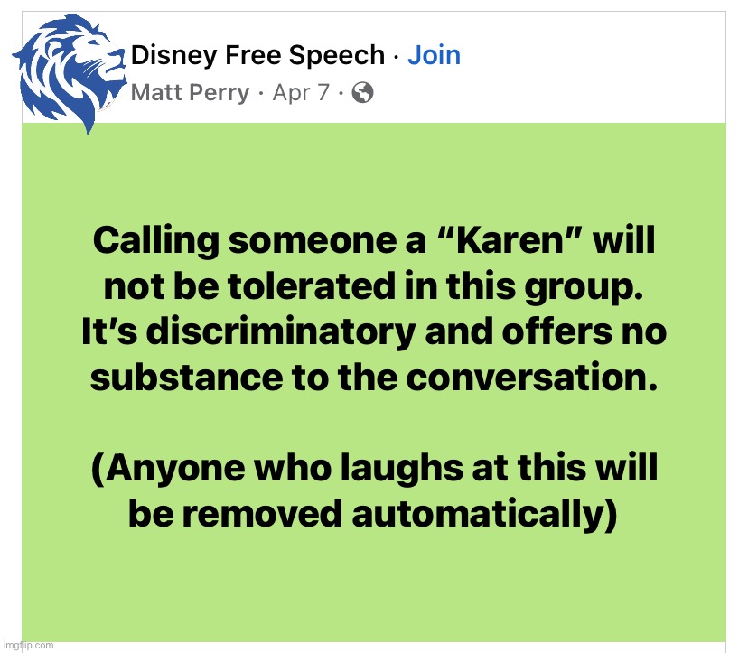 This group has a good policy on this derogatory slur and we’re adopting it for Conservative Party as well. | image tagged in karen,is,a,derogatory,slur,but we can reclaim it | made w/ Imgflip meme maker