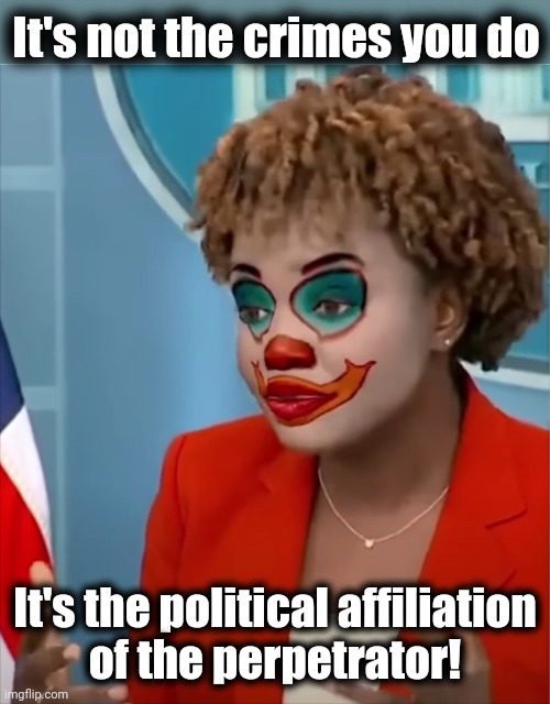Press Clown | It's not the crimes you do It's the political affiliation
of the perpetrator! | image tagged in press clown | made w/ Imgflip meme maker
