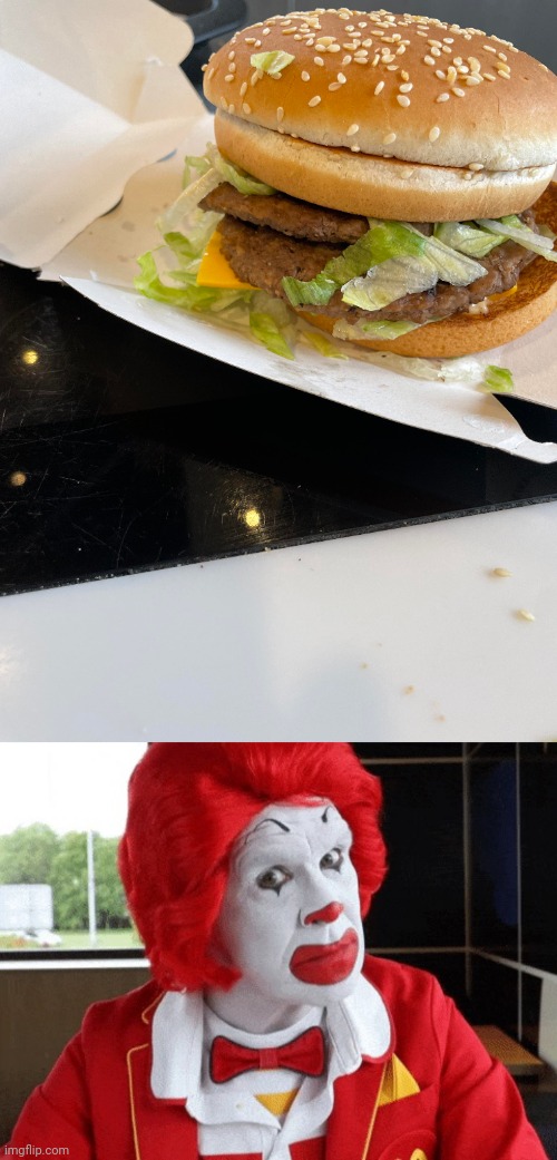 Kinda messed up burger tho I would still eat it | image tagged in ronald mcdonald side eye,mcdonald's,you had one job,burgers,burger,memes | made w/ Imgflip meme maker