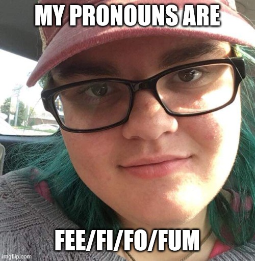 Meme me | MY PRONOUNS ARE; FEE/FI/FO/FUM | image tagged in meme me | made w/ Imgflip meme maker