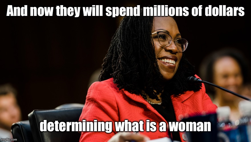 Supreme Court | And now they will spend millions of dollars determining what is a woman | image tagged in supreme court | made w/ Imgflip meme maker
