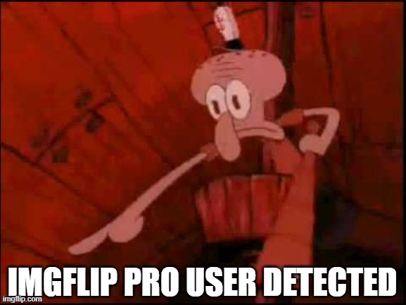 Squidward pointing | IMGFLIP PRO USER DETECTED | image tagged in squidward pointing | made w/ Imgflip meme maker