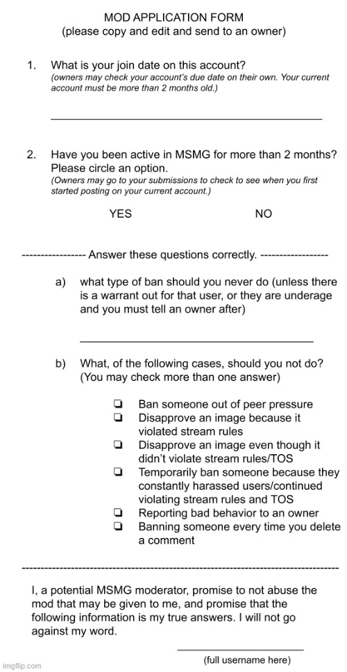 image tagged in mod application form beta | made w/ Imgflip meme maker