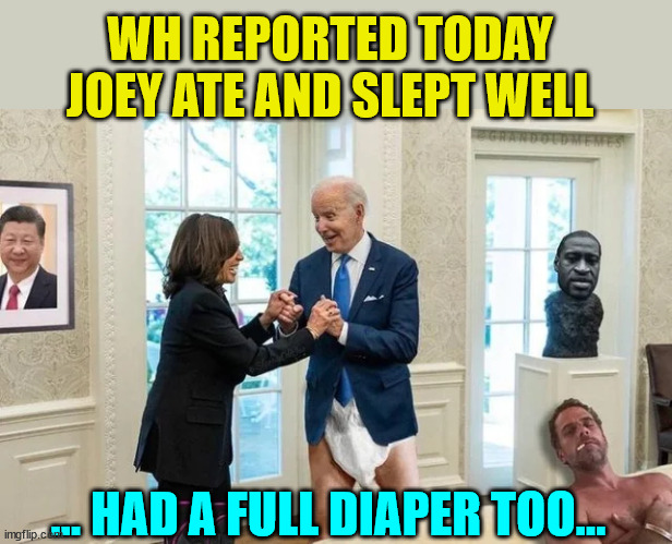 WH REPORTED TODAY  JOEY ATE AND SLEPT WELL ... HAD A FULL DIAPER TOO... | made w/ Imgflip meme maker