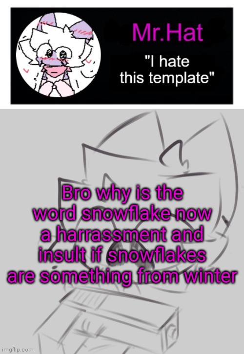 totally not an april fools temp | Bro why is the word snowflake now a harrassment and insult if snowflakes are something from winter | image tagged in totally not an april fools temp | made w/ Imgflip meme maker