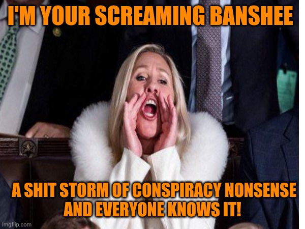 I'M YOUR SCREAMING BANSHEE A SHIT STORM OF CONSPIRACY NONSENSE
AND EVERYONE KNOWS IT! | made w/ Imgflip meme maker