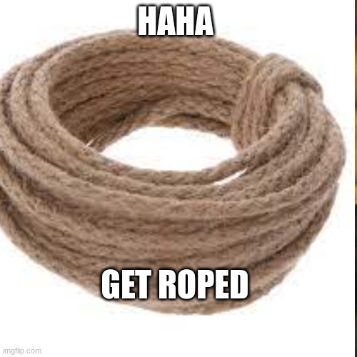 rope | HAHA; GET ROPED | image tagged in rope | made w/ Imgflip meme maker