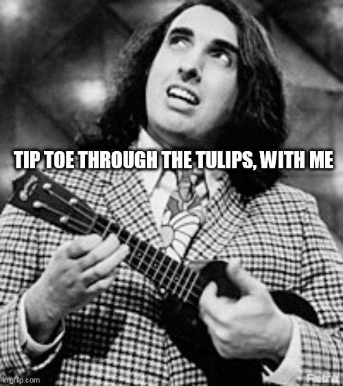 Tiny Tim | TIP TOE THROUGH THE TULIPS, WITH ME | image tagged in tiny tim | made w/ Imgflip meme maker