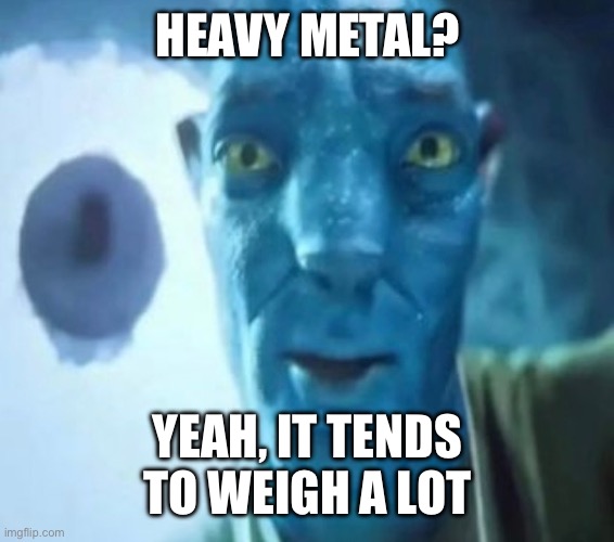 Avatar guy | HEAVY METAL? YEAH, IT TENDS TO WEIGH A LOT | image tagged in avatar guy | made w/ Imgflip meme maker