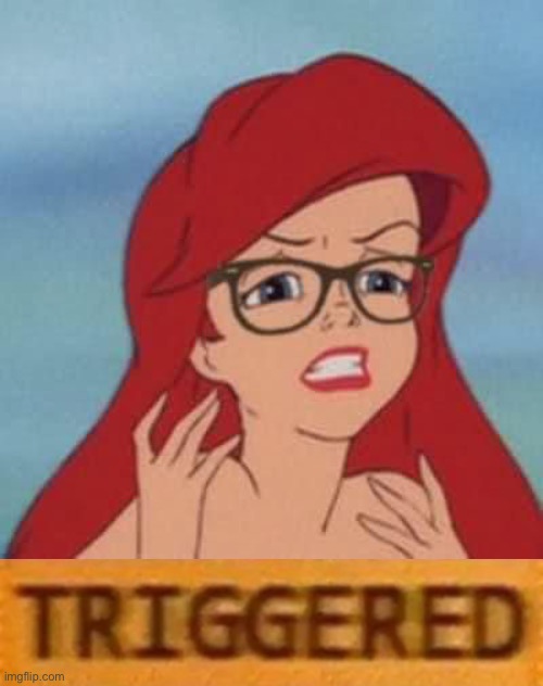Hipster Ariel triggered Blank Meme Template
