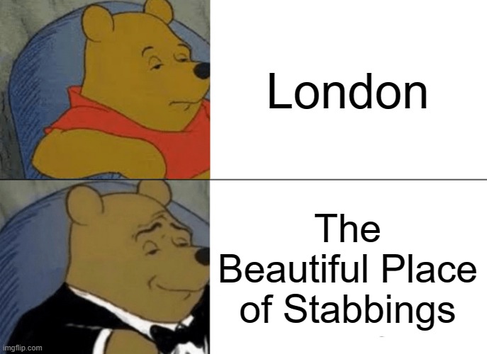 bro im not going to london | London; The Beautiful Place of Stabbings | image tagged in memes,tuxedo winnie the pooh | made w/ Imgflip meme maker