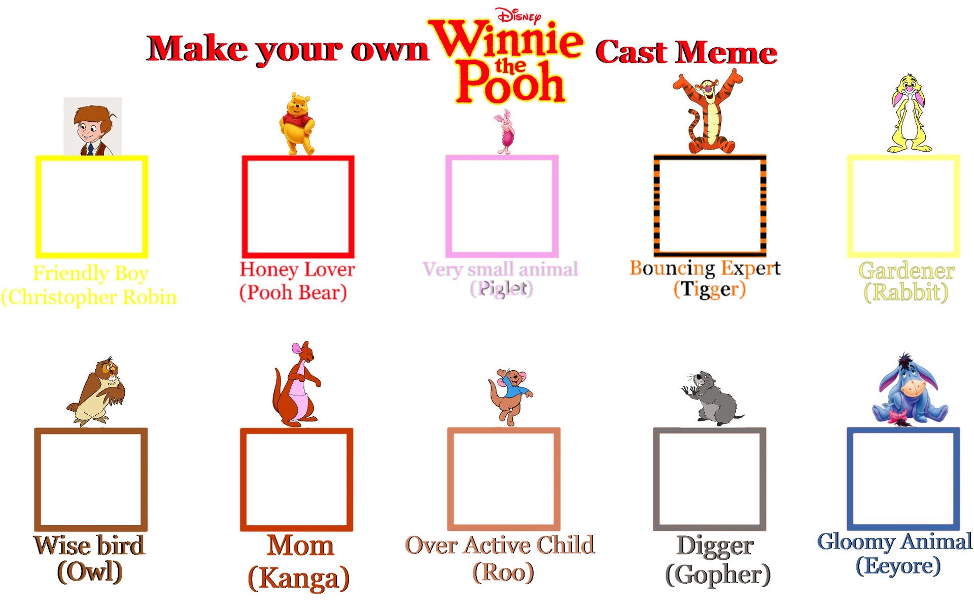 High Quality Winnie The Pooh Cast Blank Meme Template